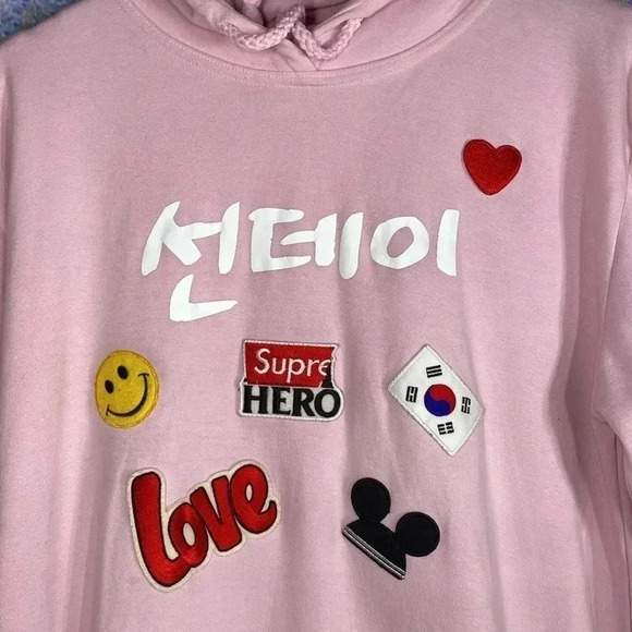 Women’s Patch Pink Hoodie Large - Picture 2 of 7